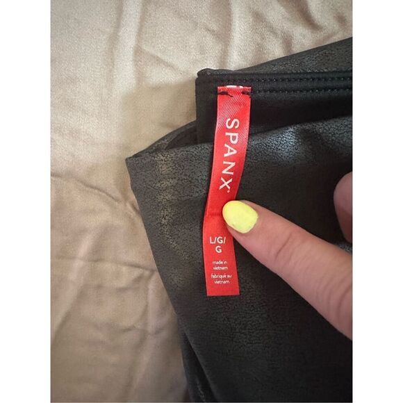 SPANX Womens Solid Pullon Leather Leggings Black Size Large - Picture 4 of 6